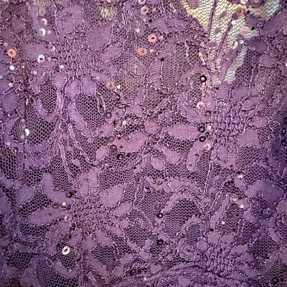 Marina Purple Sequin Lace Sheath Dress 14W Plus Size Cocktail Party Formal Midi - Picture 5 of 7